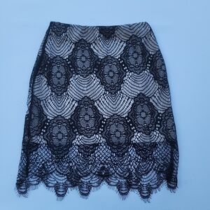 Papaya Black Tan Women’s Stretchy Lace Pencil Straight Mini Skirt Size S